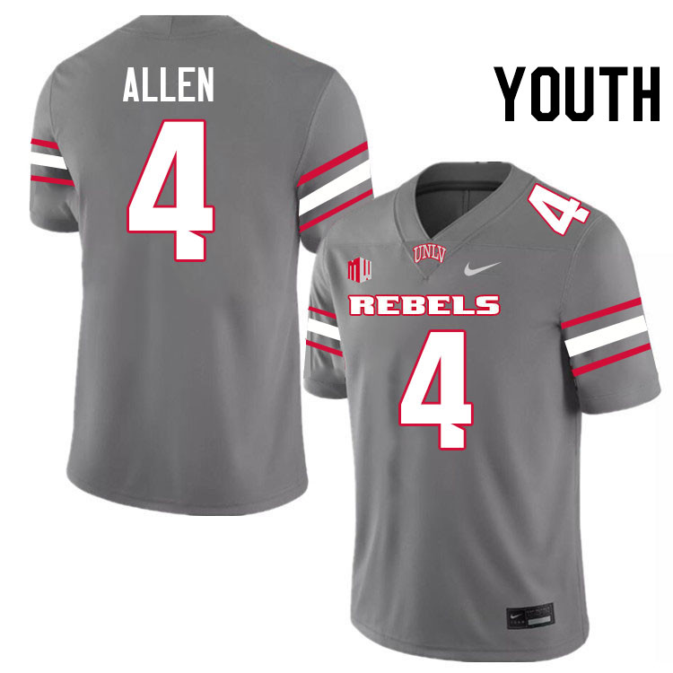 Youth #4 Michael Allen UNLV Rebels College Football Jerseys Stitched-Grey